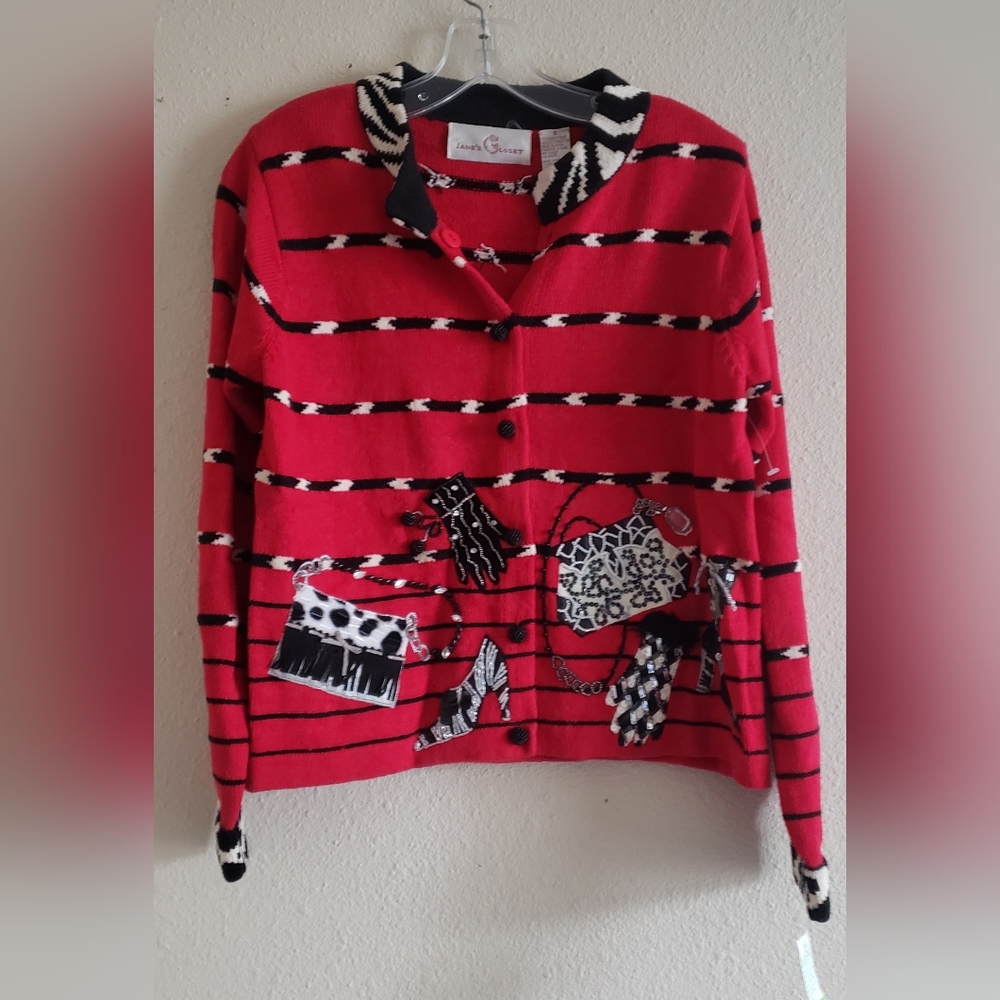 Vintage 1990s Jane's Closet Sz Small Embellished cardigan sweater